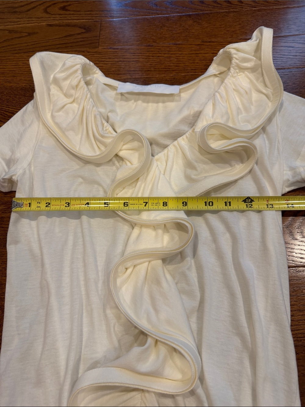 Lanvin Cream Ruffle-Front Short Sleeve Top - Picture 8 of 11